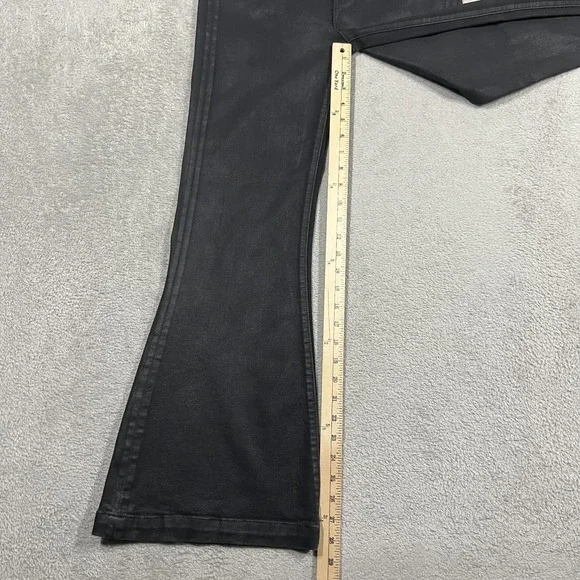 Paige Jeans Womens 28 Black Luxe Coating Genevieve Flare Pants Stretch - Picture 2 of 16